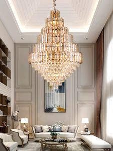 Escalier en colimaçon lustre en cristal villa <span class=keywords><strong>de</strong></span> <span class=keywords><strong>luxe</strong></span> style palais salon hall d'hôtel décoré rond K9 cristal pendentif lumière - Product Image 6