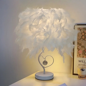 Bán Chạy Đèn Để Bàn Lông Vũ Trang Trí Lãng Mạn Đèn Đọc Sách LED Đầu Giường Phòng Khách Phòng Khách Khách Sạn Bàn Học - Product Image 1