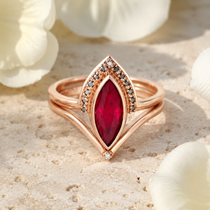 <b>Rose</b> <b>Gold</b> Color Marquise Micro Pave Two Piece Ring <b>Set</b> for Women Vintage Fashion <b>Jewelry</b> - Product Image 6