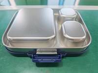 Boîte à lunch bento classique en acier inoxydable à 3 compartiments, 800 ml, sans BPA, couvercle en silicone ABS, compatible micro-ondes, anti-fuite