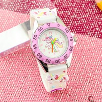 Montre à quartz pour enfants, licorne 3D mignonne, étanche, apprentissage du temps, analogique, bracelet en silicone souple, montre de dessin animé pour filles, montres pour étudiants