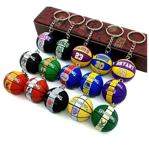 Gantungan kunci bola Mini, ornamen keranjang 3D gantungan kunci bola Mini liontin untuk hadiah bandul Basket anak laki-laki