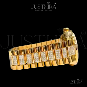 Montre-bracelet de luxe en quartz avec diamants Moissanite pour femme, en acier inoxydable or rose, disponible à la vente – Fournisseur indien - Product Image 4