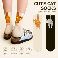 Chaussettes tendance 3D motif œuf de chat drôle 2026, design boule de chat mignon, imprimé animal fantaisie pour femmes et adolescentes