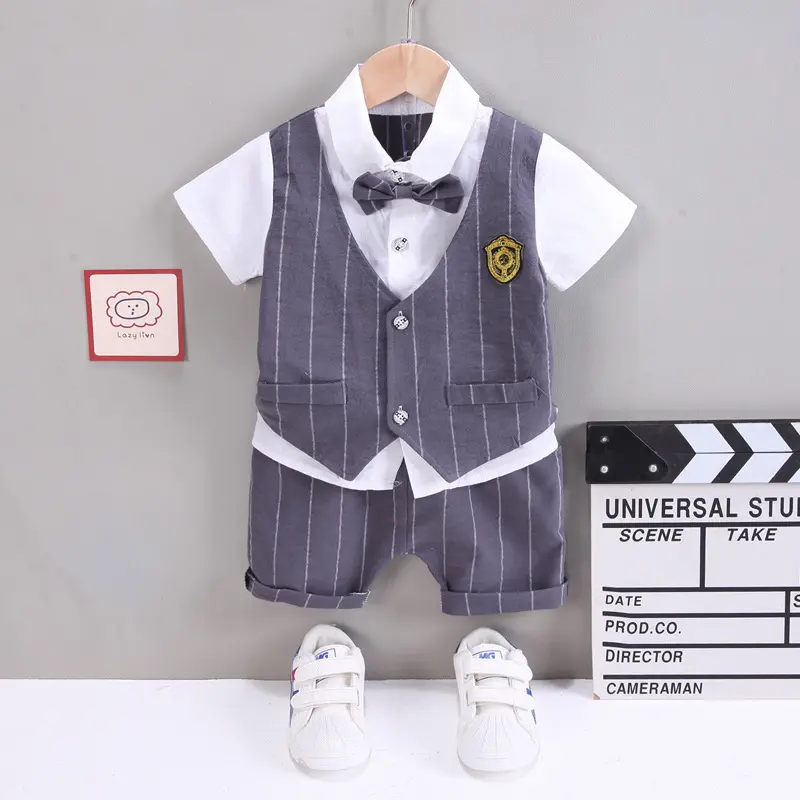 Kinderen Jongens Heren Outfit, Sets Shirt Strikje 2 Stuks Baby Jongens Heren Shirt Tops Lange Broek Formele Feestkleding Set/