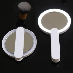 Mini miroir à main pliable avec interrupteur lumineux, portable, avec LED, de poche, pour le voyage, pour le maquillage