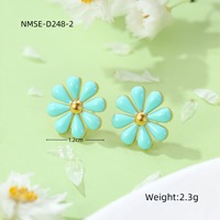 Boucles d'oreilles clous en acier inoxydable hypoallergéniques pour enfants, motif fleur de pêcher et marguerite, mignonnes et délicates, pour le quotidien, idéales comme cadeau