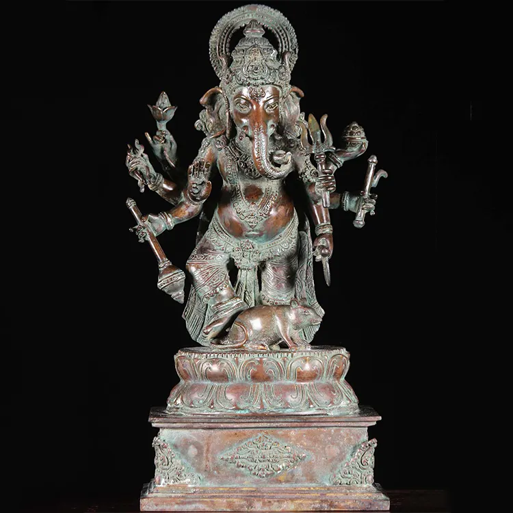 Estatua de Buda de cinco caras de Ganesha, estatua de Buda de la India, Dios indio, en oro blanco y azul antiguo, venta al por mayor