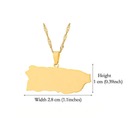 Collier pendentif carte de Porto Rico en acier inoxydable de qualité supérieure, plaqué or 14 carats, chaîne torsadée, style décontracté vintage pour hommes et femmes