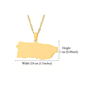 Chất Lượng Cao Cấp Thép Không Gỉ Puerto Bản Đồ Mặt Dây Chuyền Vòng Cổ 18K Vàng Và Bạc Mạ Dây Xích Cho Nam Giới Và Phụ Nữ - Product Image 4