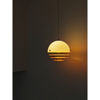Lustre suspendu en acrylique crème Sunset pour chambre à coucher, table à manger, comptoir de bar, îlot - LED à trois couleurs, intensité variable, lumière chaude