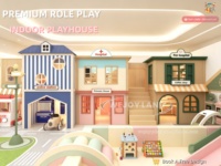 En gros, Série de jeux de rôle en bois pour enfants : Équipement de terrain de jeu intérieur, maisonnette et maison de jeu de rôle, thème Ville et Towne, pour aire de jeux intérieure