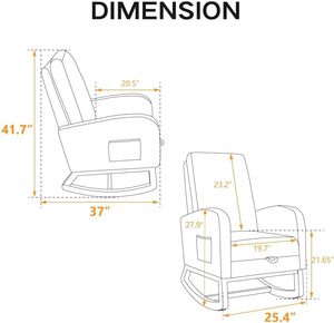Ghế đọc sách kiểu đu đưa êm ái, bọc vải, có đệm chân có thể thu vào, thích hợp cho phòng khách và phòng ngủ - Product Image 2