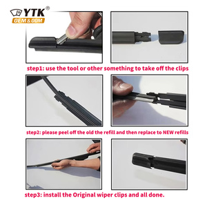 YTK 6 mm Lames d'essuie-glace universelles à crochet U/J pour pare-brise, avec cadre métallique, en forme d'os, et bandes de rechange en caoutchouc - Product Image 6