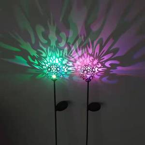 Solar Iron <b>Ball</b> Garden Lights <b>LED</b> Outdoor Decorative Stake Lamp Water Resistant Free Standing - Product Image 3