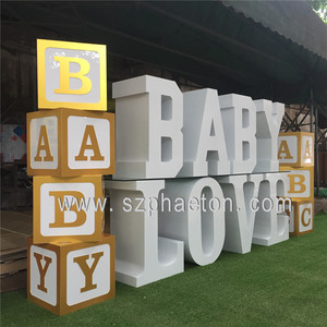 Blocs de construction en acrylique transparent pour bébé, boîte ABC <span class=keywords><strong>cube</strong></span> à ballons pour fête prénatale - Product Image 4