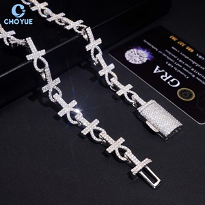 Collar Personalizado de Plata de Ley S925 con Cruz Ankh de Moissanita VVS, Estilo Iced Out, Cadena Cubana con Llave de la Vida Egipcia, Unisex - Product Image 3