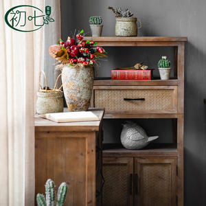 Vintage Distressed <b>Sideboard</b> A60 Living Room Cabinet With <b>Storage</b> 3 Compartments American Country Style Decorative Furniture - Product Image 3