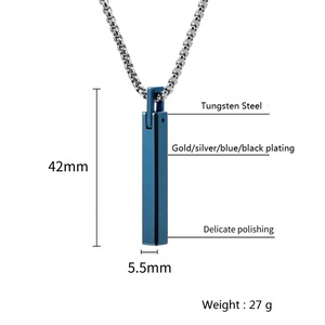 Collier tendance en acier tungstène plaqué <span class=keywords><strong>or</strong></span> avec pendentif long et lisse, options de <span class=keywords><strong>chaîne</strong></span> personnalisées - Product Image 6