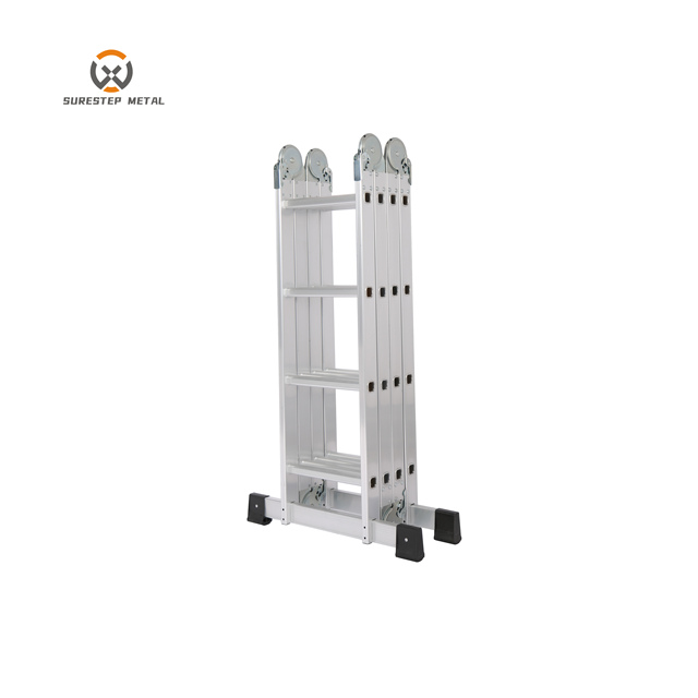 Adjustable Aluminum Alloy Ladder with Telescopic & Folding Design 6 Steps 150kg Load Capacity for Farmhouse Outdoor Use