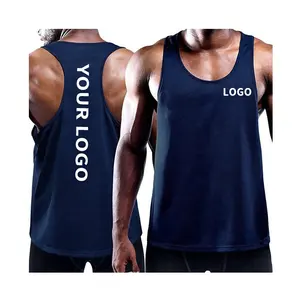 Camiseta sin mangas de gimnasio con logotipo personalizado al por mayor, camiseta sin mangas con tirantes musculares para entrenamiento físico, culturismo para hombres