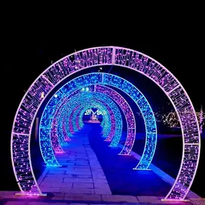 Fábrica Custom Outdoor Gigante Impermeável LED Arch Light Decoração Atmosfera 3D Arch Motif Light para Street Park