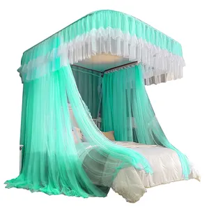 Luxury Romantic Princess Queen Size Cheap Double Bed Net Canopy Mosquito Tent Mesh Embroidery Lace Pleated Mosquito Net for Bed