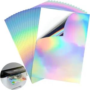 Holografische A4 Bedrukbare Vinyl Sticker Papier Waterdicht Sticker Papier Voor Laser Inkjet Sticker Printer