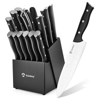 Couteau de chef en acier inoxydable à lame fixe de 8 pouces professionnel de vente chaude avec poignée noire