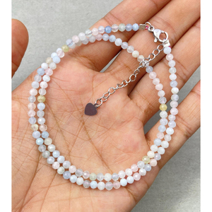 Collar de Morganita Facetada, Gargantilla Minimalista con Cuentas Pequeñas para Mujer - Product Image 1