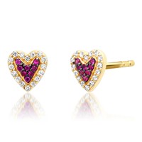 Milskye bijoux de mode de style propre pour les femmes 2024 14K or 925 argent méchant petit coeur rubis diamant boucles d'oreilles