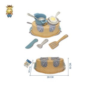 Ensemble de jeu de cuisine pour enfants 8 pièces en paille de blé et PP : cuisinière à gaz, casseroles, poêles, cuillère, couteau, fourchette, spatule et ustensile à œufs - Product Image 3