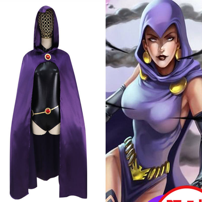 Raven Cosplay Kostüm Complete Set - Raben Umhang Mit Perücke & Gürtel
