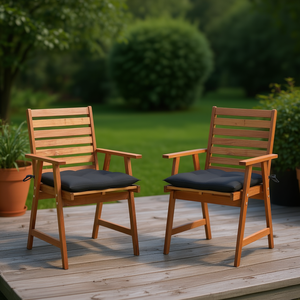 Chaises d'extérieur en bois d'acacia massif avec coussins, ensemble de meubles de jardin modernes, sièges de patio de qualité supérieure - Product Image 2