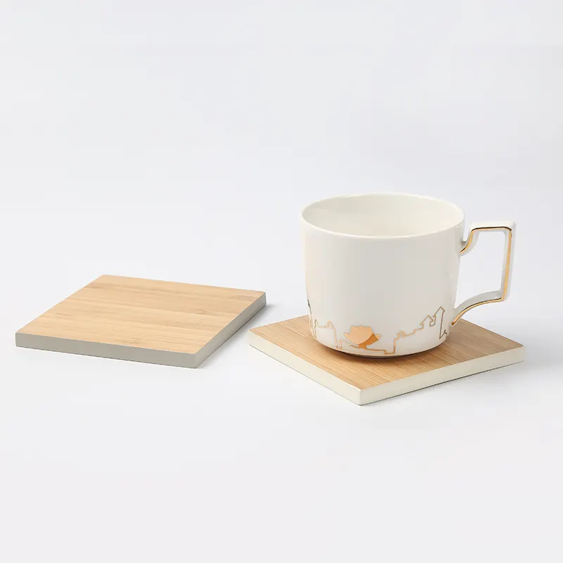 Ensemble de 4 pièces en bois de bambou, pour Table à manger, Set avec supports, napperons, porte-tasses, couleur personnalisable