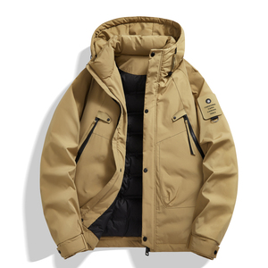 Nouvelle veste coupe-vent et imperméable pour homme 2025 – Tendance, chaude et confortable pour l'extérieur, avec capuche, couleur unie, pour couples - Product Image 2