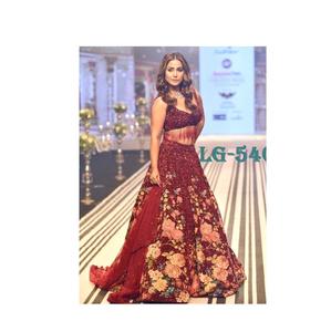 Exportation Qualité Maroon Bridal Georgette Séquence Travail Lehenga Choli avec Dupatta pour Festival et Mariage Porter - Product Image 1