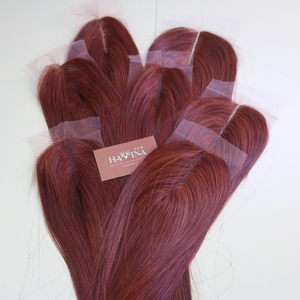 Fermeture en dentelle de cheveux humains vietnamiens en gros, 4x4, couleur rouge brun auburn, cuticules alignées, épaisse et douce, prix d'usine - Product Image 1