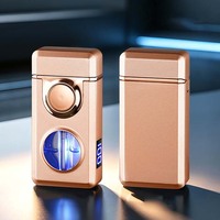 Nouveau briquet à cigare à allumage direct, double flamme, rechargeable, avec fenêtre, logo personnalisé, pour homme