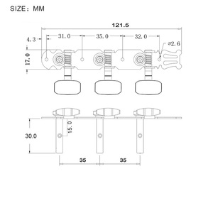 Set 2 buah 1L1R kepala mesin tuner kunci pasak penyetel gitar klasik krom - Product Image 6