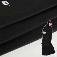 Fabricant de tissu Abaya noir japonais/coréen en crêpe mousse pour robe femme, 100% polyester, tissu crêpe pour Abaya