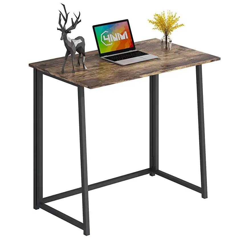 Modern Wooden Foldable Table For Stylish Metal Leg Simple Storage Reading Home Computer Desk