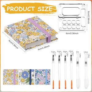 Mini ensemble de peinture <span class=keywords><strong>aquarelle</strong></span> <span class=keywords><strong>portable</strong></span> 11 pièces <span class=keywords><strong>Kit</strong></span> de palette de voyage avec boîte en acrylique transparent 3 carnets de croquis de poche 6 pinceaux d'artiste - Product Image 2
