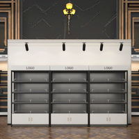Meuble mural de présentation de maquillage en bois durable et de haute qualité, étagères à niveaux réglables, éclairage LED, boutique de beauté, parfums