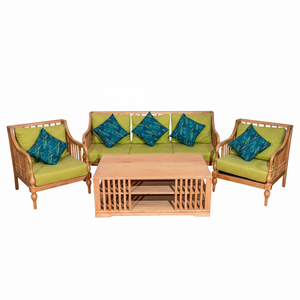 Indochine ชุดโซฟาไม้แอชตกแต่งหรูหราสำหรับบ้านห้องนั่งเล่นโรงแรมวิลล่าพร้อมเบาะที่นั่งและหมอนสำหรับตกแต่ง - Product Image 1