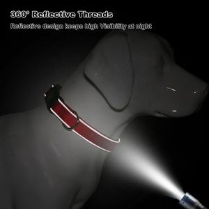 Venta caliente Productos para mascotas Multi colores <span class=keywords><strong>Collar</strong></span> de perro mascota Neopreno acolchado Seguridad nocturna Nylon <span class=keywords><strong>Collar</strong></span> de perro reflectante en stock - Product Image 2