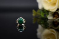 Bague classique pour femme en argent sterling 925 massif, sertie de malachite naturelle, faite à la main, polissage brillant, idéale pour les anniversaires et les fêtes