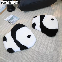 Coussin en laine écologique en forme de panda, coussin en peau de mouton naturelle pour la décoration du salon