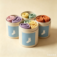 Boîte d'emballage personnalisée pour chaussettes avec logo, boîte cadeau ronde en carton texturé de luxe pour chaussettes en coton, sous-vêtements, vêtements