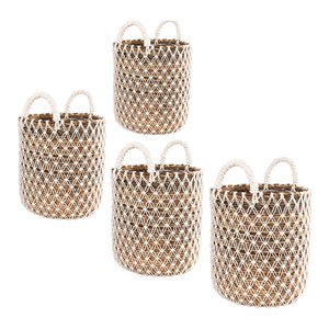 Juego de cestas 4 piezas fibra natural Natural y Blanco CP904BA 9462 M16 - Product Image 1